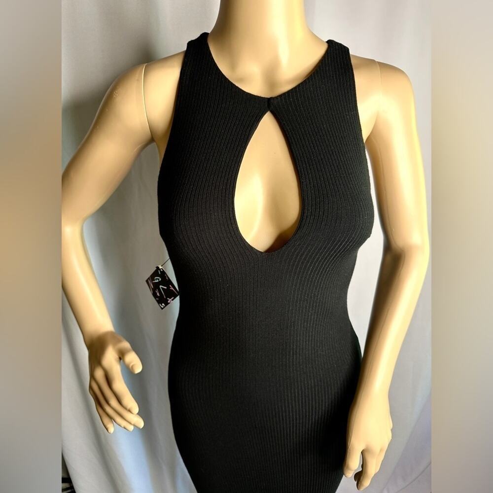 Nasty Gal Black Dress NWT Ribbed Stretch Sexy Cleavage Brand New - Picture 7 of 8